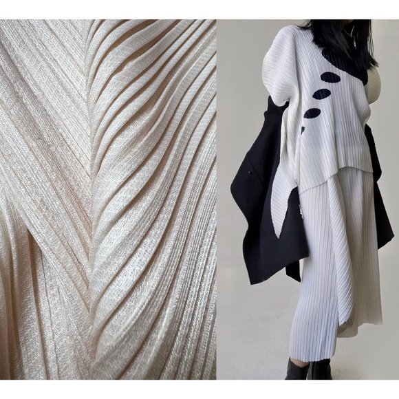 Issey Miyake Pleats please beige dress set top skirt 2 piece - Picture 6 of 10